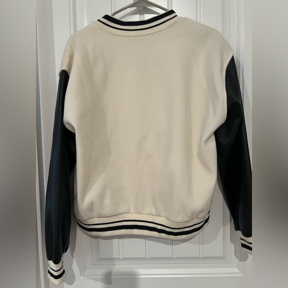 Iris Black and Cream Varsity Bomber Jacket - Picture 10 of 10